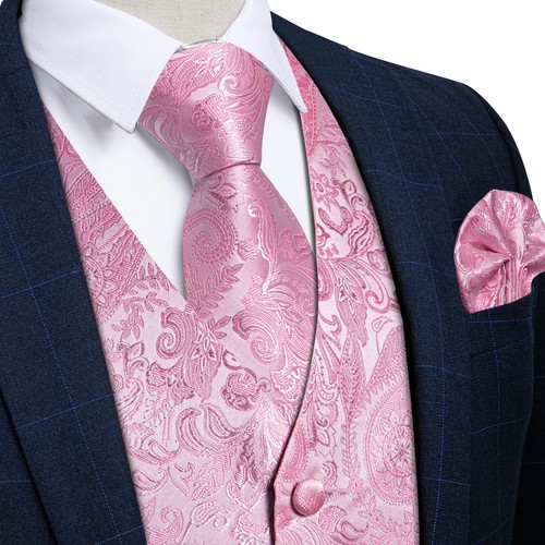 Men's Tuxedo Vest & Bowtie/Necktie Set, Classic Formal Waistcoat Paisley Floral - Picture 157 of 224