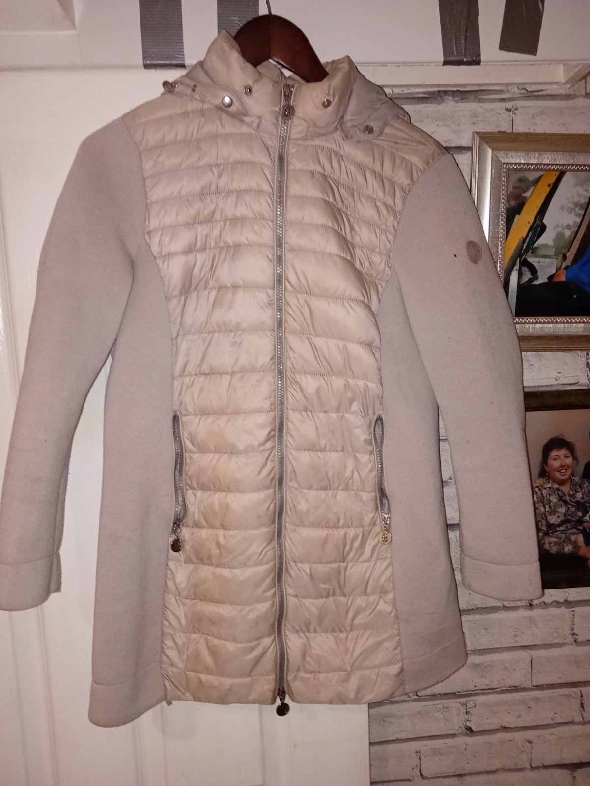 Women's Beige Quilted Jacket Size L - Strandfein Brand in Good Condition