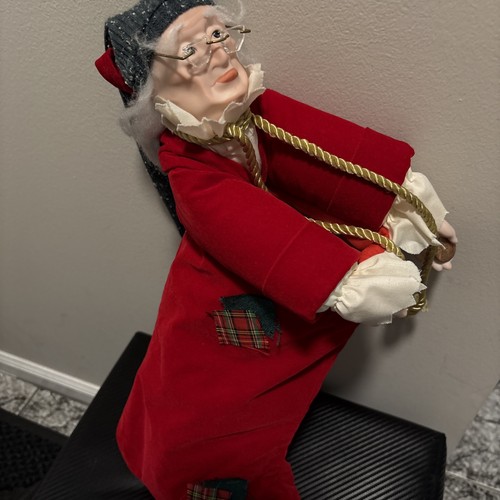 Abt. 56 Dagobert Weihnachtsstrumpf rot Samt Porzellan Gesicht Dickens Village