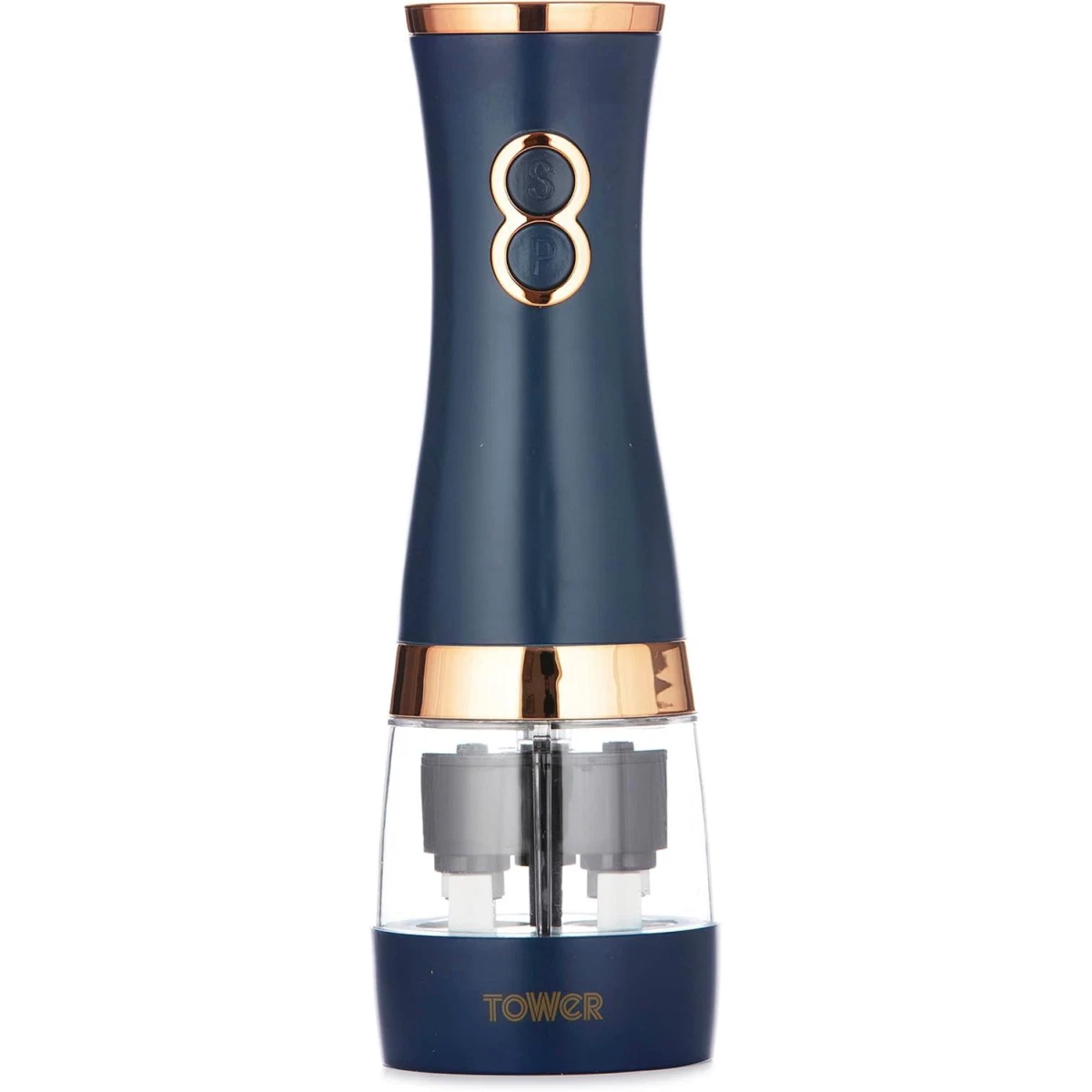 Electric Salt and Pepper Mill Midnight Blue ABS Acrylic Ceramic Compact Battery
