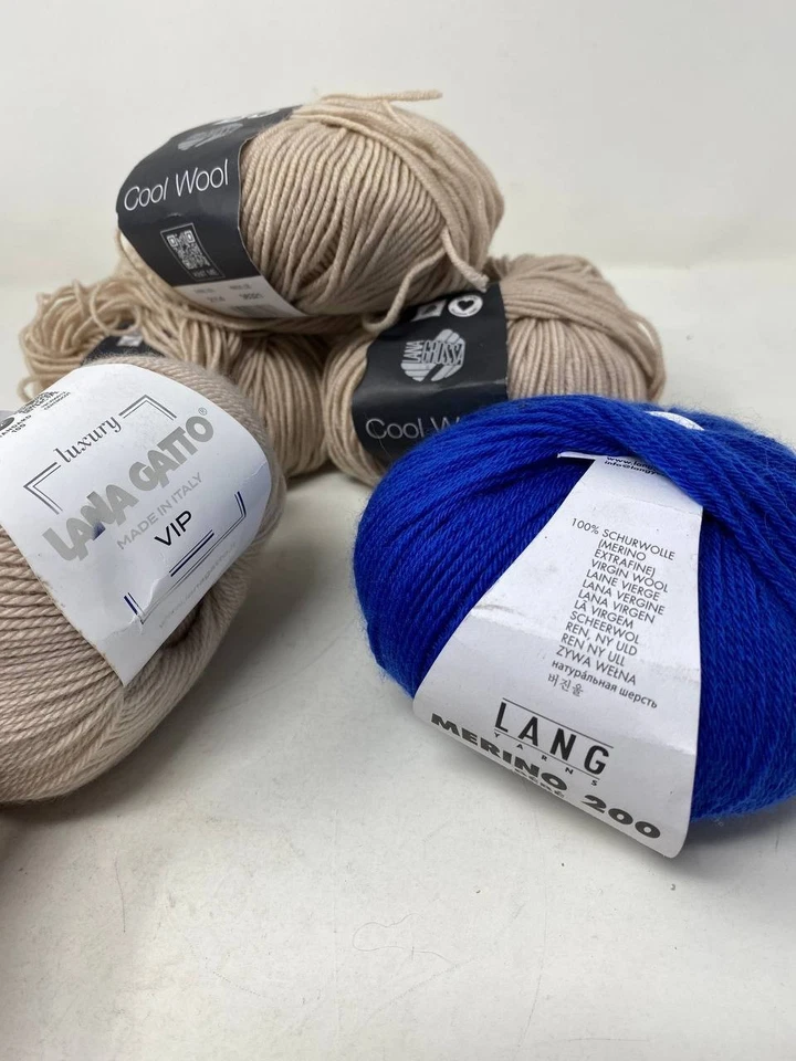 Lang MERINO + Blue  Worsted yarn Lot Brown Lot 5 - Image 2 of 3