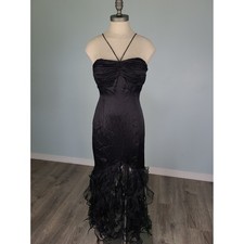 Y2K Beyond Sz 4 100 Silk Midi Dress Babydoll Halter Whimsigoth Fairycore Siren