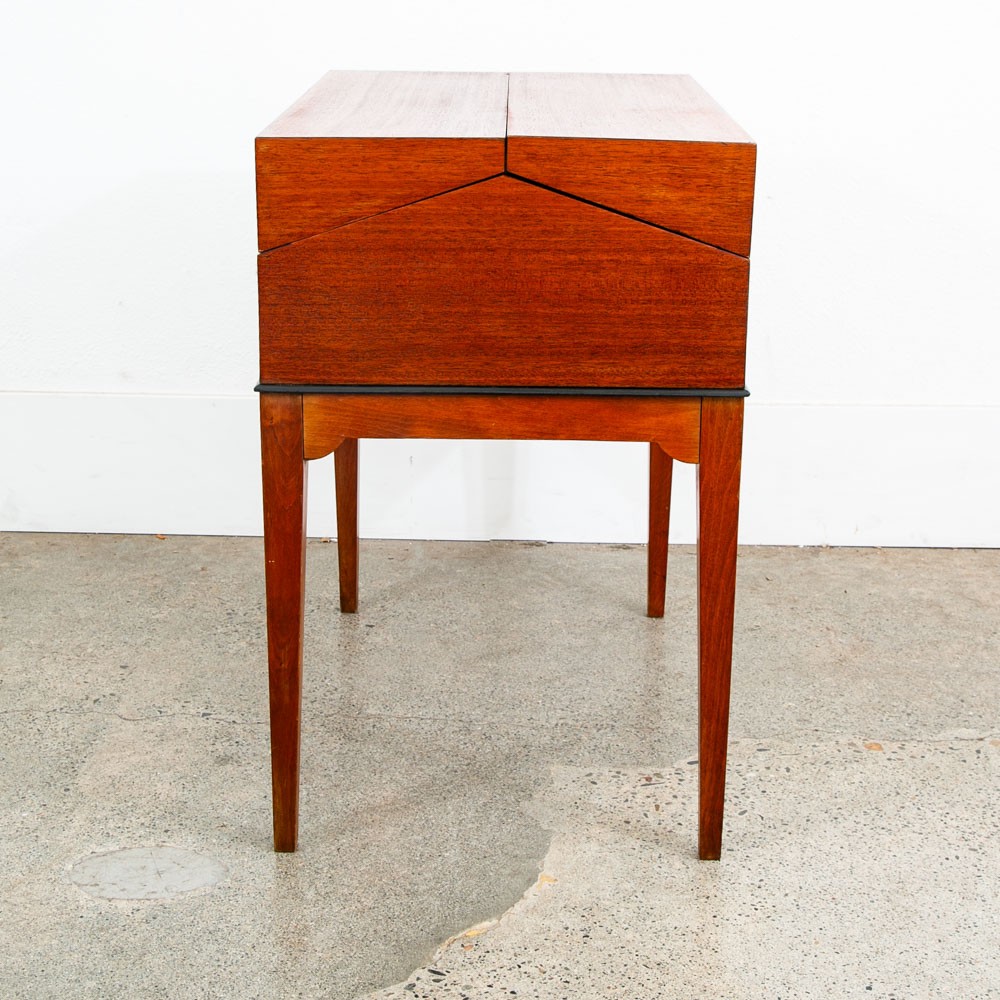 Mid Century Danish Modern Sewing Table Cabinet Flip Top