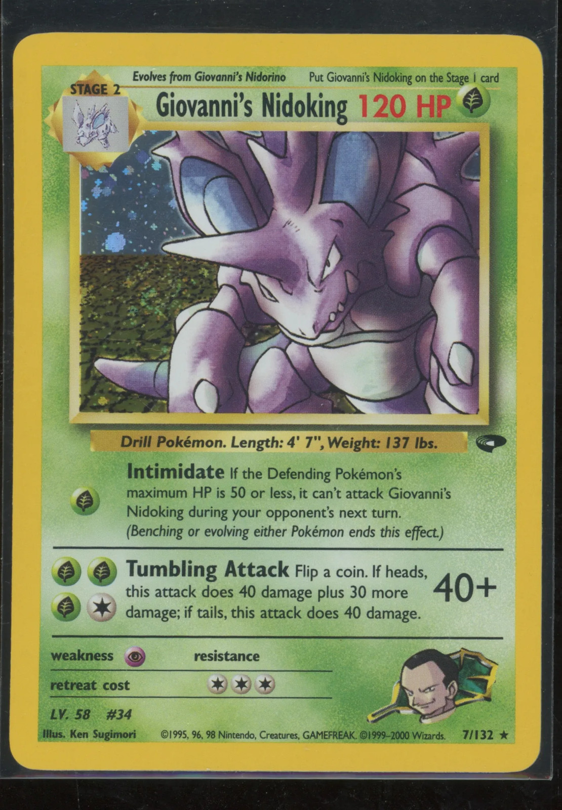 2000 Pokemon Gym Challenge Giovanni's Nidoking #7/132