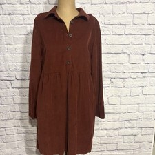 Nine West Rust Corduroy Shirt Dress XS Button Long Sleeve Cottagecore Fall
