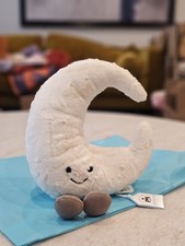 Jellycat London Amuseable White Moon Medium 11" Crescent Stuffed Plush W Dustbag