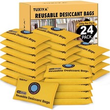 24Pack 200G Each Rechargeable Silica Gel Desiccant Packets,Color Indicating Des