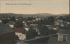 Santa Rosa, California CA Bird's Eye View of Town Antique Vintage Postcard