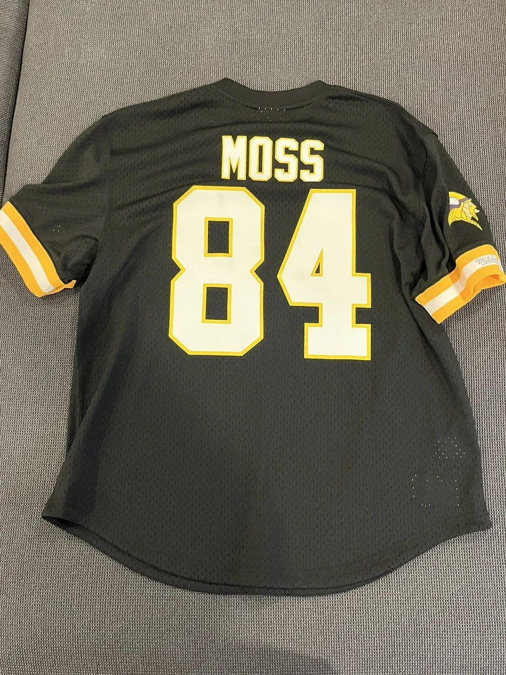 Mitchell & Ness 黑色维京人复古 Randy Moss 球衣 XL 码 — 第 3/3 张图片