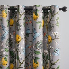 Topfinel Black Dark Floral Grey Blackout Curtains, Gray Decorative French Cou...