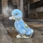 Fenton Clear Opalescent Glass Duckling Figurine Floral Duck SIGNED Lisa W