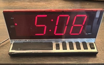 Vintage Spartus Electronic Digital Alarm Clock No. 1150 Large Display - Tested
