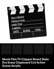 Movie Film TV Clapper Board Slate Dry Erase Clapboard Cut Action Scene Acrylic