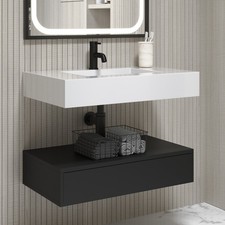 800mm Black Wall Hung Vanity Unit with Basin - Oslo BUN/OSL800/95415
