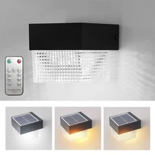 Solar Fence Light 3 Color Temperatures Waterproof LED Lamp for Outdoor Yard Wall