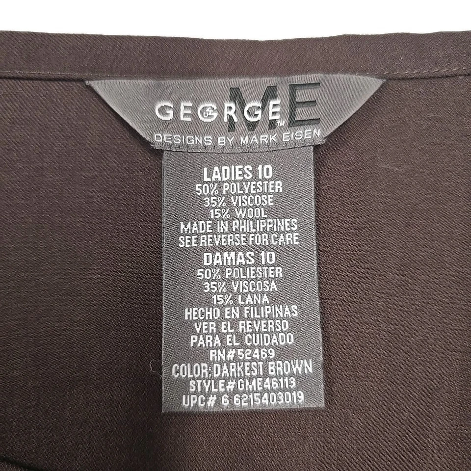 Falda lápiz George Me para mujer mezcla de lana talla 10 dobladillo plisado marrón chocolate  Foto 3 de 4