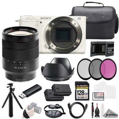 Sony ZV-E10 White Body + Vario-Tessar T* FE 24-70mm f/4 ZA OSS Lens 128GB- Kit