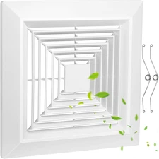 Reinforced 12X12'' Bathroom Exhaust Fan Cover with Springs, ABS Plastic Square C