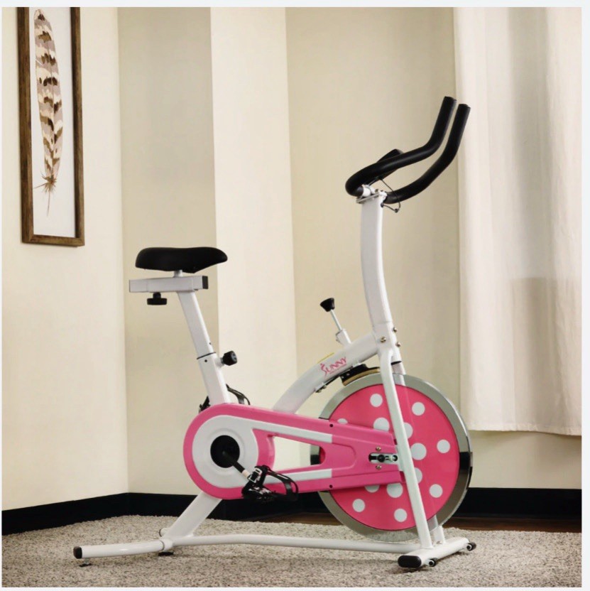 Sunny Health Fitness P8100 Chain Drive Indoor Exercise Bike Pink