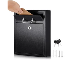 Locking Mailbox with Key for Outdoor 10 x 7 x 3 Inches Small Wall Mount Box w...