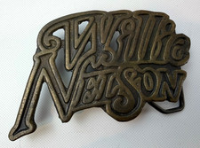 Vintage 1978 Willie Nelson Belt Buckle Franks Brothers Austin Texas Made In USA