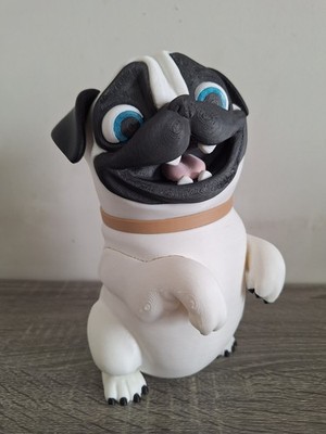 3D Printed Cute Funny Cartoon Pug Dog Figurine Statue 8''