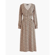J Crew Midi Dress Button front leopard Tan size 2