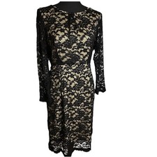 Allen Schwartz Black Lace Mididress  Size Large Whimsigoth dark fairy witchy 