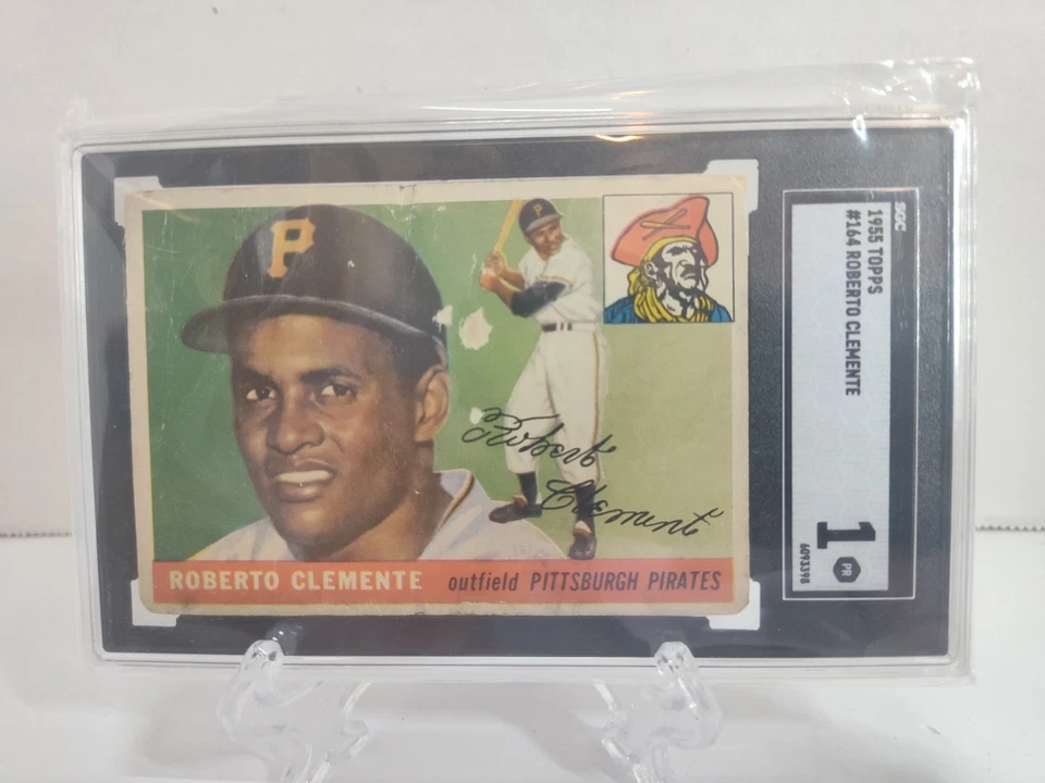 💥1955 Topps Roberto Clemente #164 Tarjeta de Novato RC SGC 1 HOF Piratas📈 Foto 3 de 4