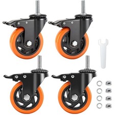 4 Inch Heavy Duty Caster Wheels Set of 4, 2200Lbs Threaded Stem Locking Casters