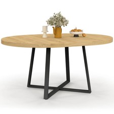 Table à manger extensible ronde SELMA 4-8 personnes bois et noir 110-150 cm