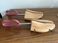 Vintage Florsheim Wooden Stretchers Shoe Keepers Travel Trees Red Handle Size L