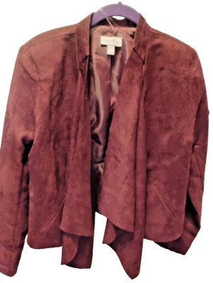 Fashion bug jacket/shrug women's suede-like plum SMALL EUC