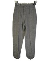 Vintage 60s Womens Small Houndstooth Plaid Wool Pleated Stirrup Dress Pants