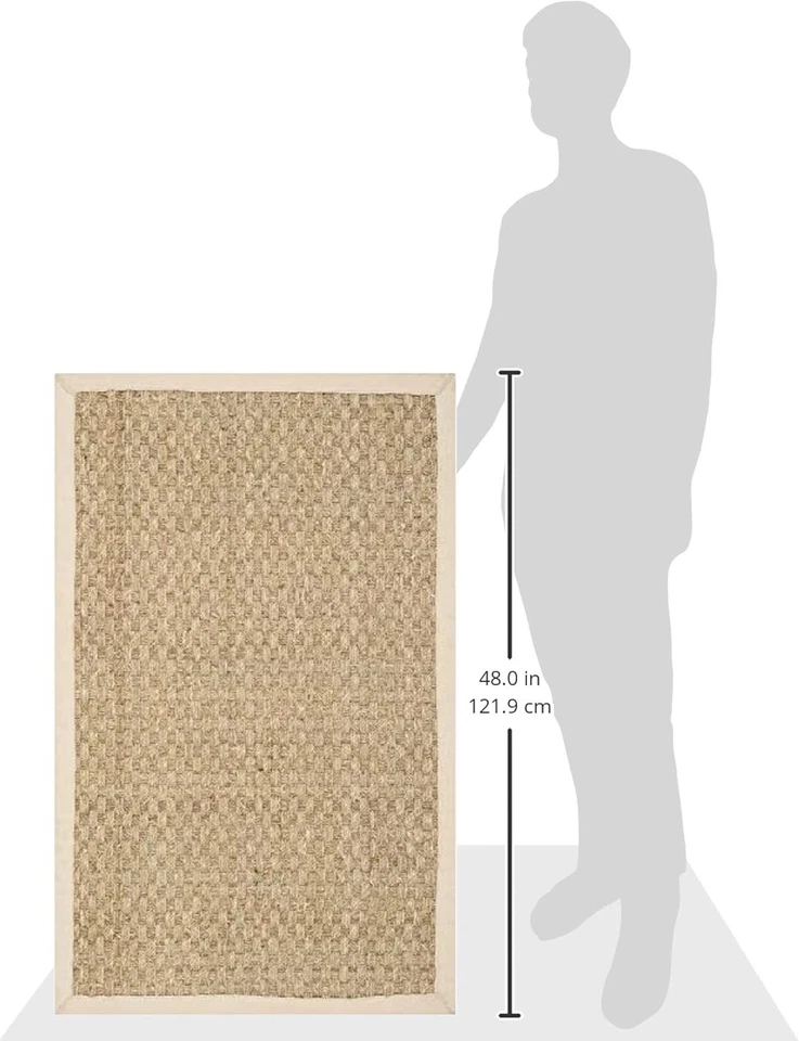 Alfombra de pasto marino tejida a máquina - patrón de borde, 2'6" x 4' Foto 4 de 4