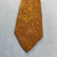 vtg 50s 60s Brent Silk Tie Woven Circles Abstract Art MCM Madmen Orange 3.2x56
