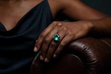 Blue Tourmaline Ring Anemone Solitaire Round Cut 14k Gold Band Jewelry