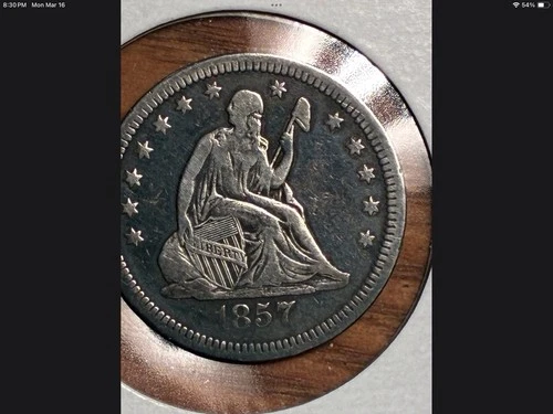 1857 seated liberty quarter