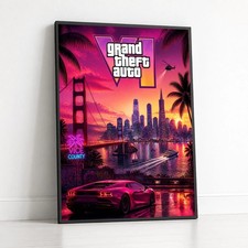 Poster GTA 6 - San Francisco Postcard City Map Ultra-HD Art Print
