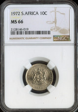 1972 South Africa 10 Cents NGC MS66 Quality