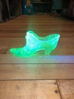 Vintage Fairy Pointed Slipper Green Uranium Glass  Figurine
