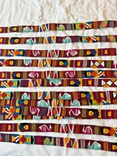 Belt Strap Guatemala Hat Band Cotton Woven Burgundy Yellow Blue Hippy NEW Ä2