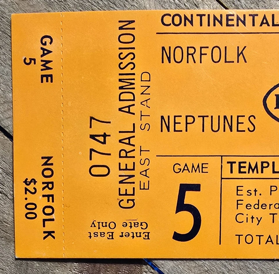 1965 Philadelphia Bulldogs Norfolk Neptunes Ticket Stub Continental Football - Image 3 of 4