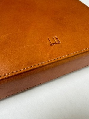 Alfred Dunhill hellbraunes Leder Zigarren Reise Humidor mit Feuerzeug und Cutter