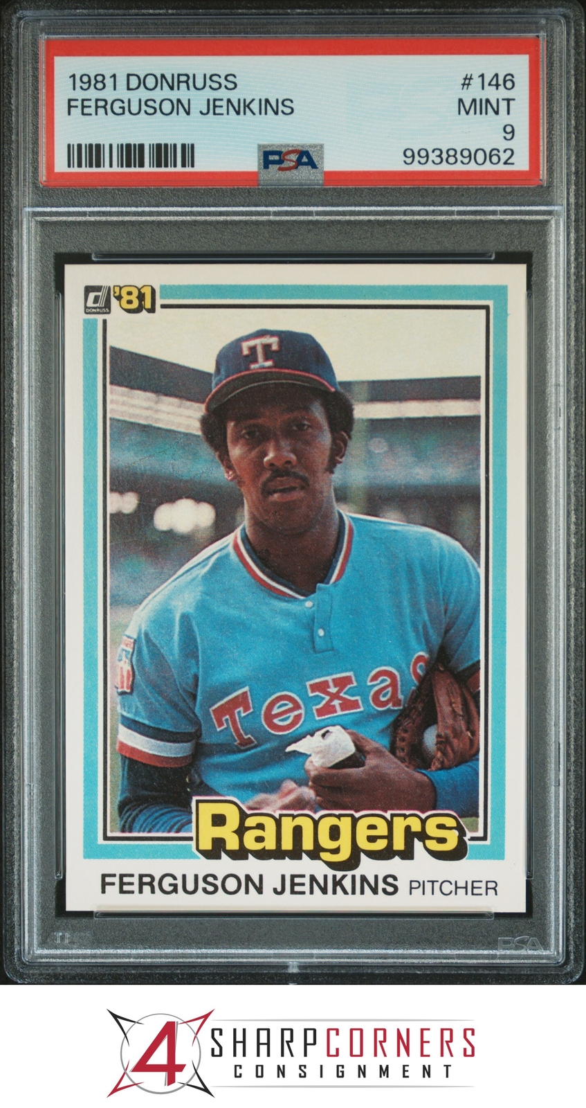 1981 DONRUSS #146 FERGUSON FERGIE JENKINS HOF PSA 9