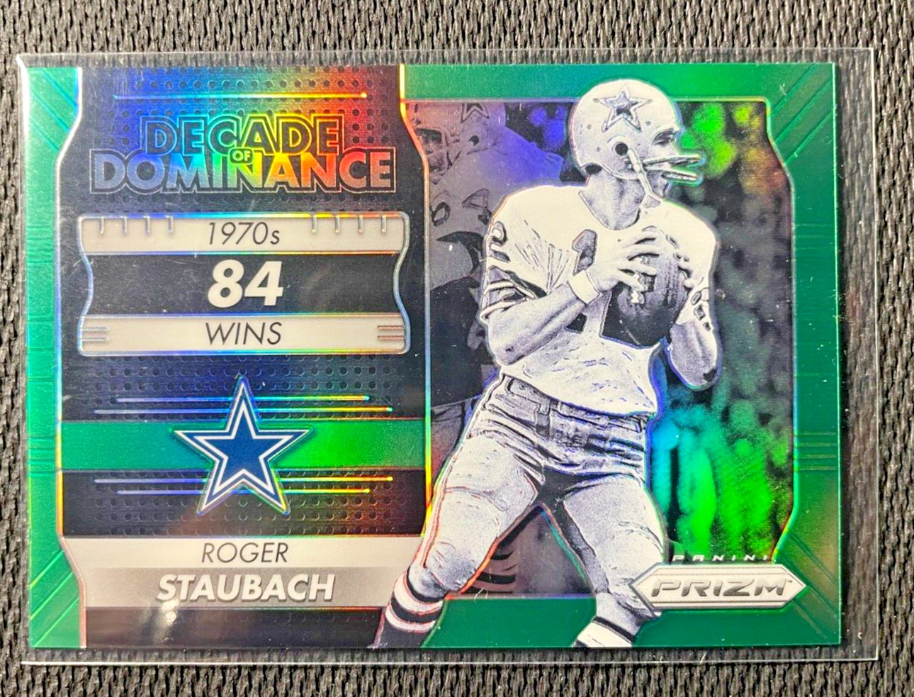 2016 Panini Prizm Decade Of Dominance Roger Staubach Green Prizm #1