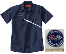 CHEVROLET CORVETTE Embroidered PATCH + Mechanic WORK SHIRT Auto Oil Petroliana 