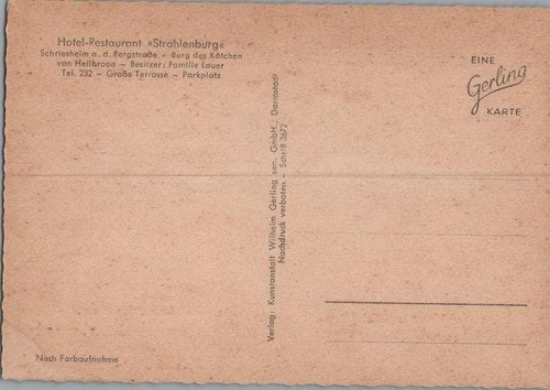 Hotel Restaurant Strahlenburg Colorful Patio View Germany Continental Postcard - Picture 2 of 2