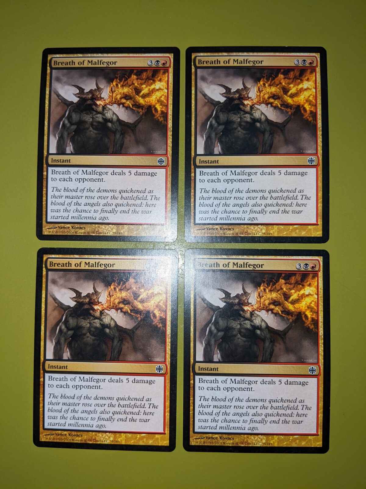 Breath of Malfegor x4 Alara Reborn 4x Playset Magic the Gathering MTG