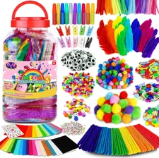 Arts and Crafts Supplies for Kids - Kids Crafts with Pipe Cleaners, Popsicle Sti